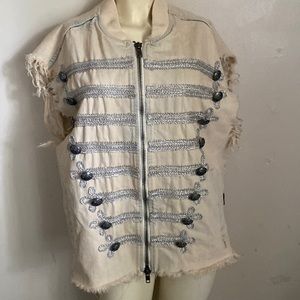 Free people distressed Military  Denim vest
